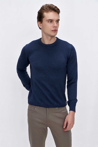Morven Basic Dinamik Fit Rahat Kesim Bisiklet Yaka Triko Kazak 99kc017005308 İndigo