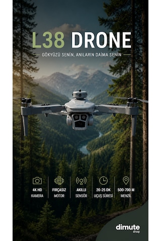 L38 Drone 4k Hd Kameralı Fırçasız Motorlu Akıllı Sensörlü 500-700 M Menzil