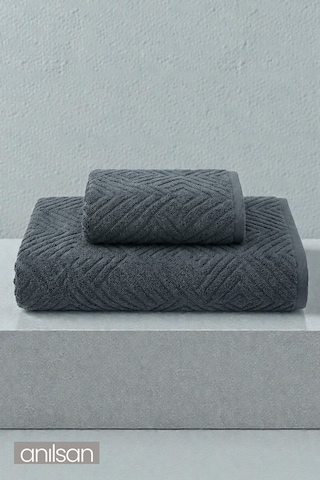 Anılsan 2'li Lilia El Havlusu - 50x90 Cm 230gr, Banyo Havlusu 100x150 800gr %100 Pamuk Lacivert