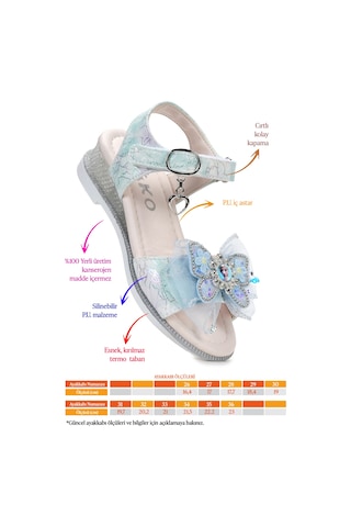 Pige Fiyonklu Kız Çocuk Sandalet Ayakkabı Mavi