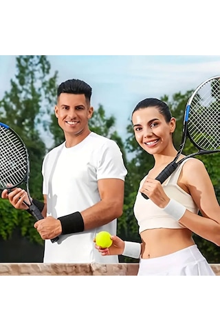 2 Adet Düz Renk Spor Fitness Ter Havlu El Bileklikleri Pamuklu Likralı Sarı