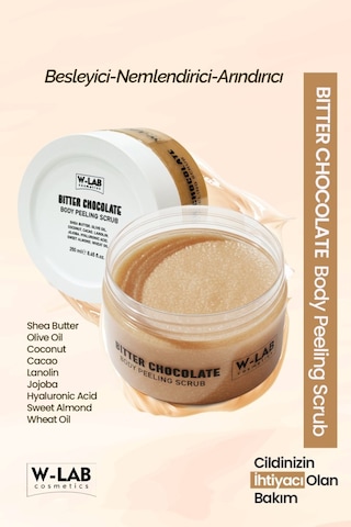 W-lab Kozmetik Bitter Chocolate Body Peeling Scrub 250 Ml