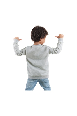 Denokids Rawr Dino Erkek Çocuk Sweatshirt - Gri Melanj