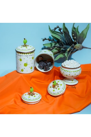 Mon Amour Emaye 3'lü Kavanoz Set Yeşil