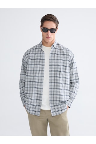 Lcwaıkıkı Classic Gri Regular Fit Uzun Kollu Ekose Gabardin Erkek Gömlek