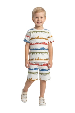 New Kids Araba Baskı Erkek Çocuk Şortlu Takım-91145 Beyaz