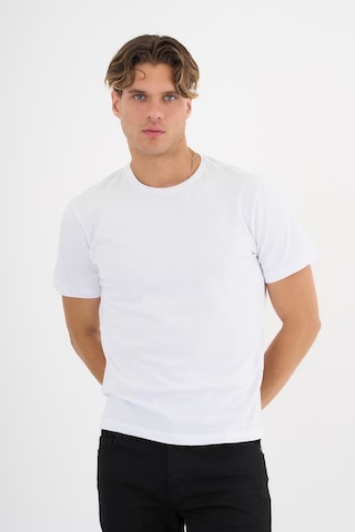 Erkek Beyaz %100 Pamuklu Standart Kalıp Likralı Basic T-shirt Siyah