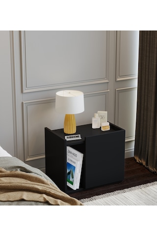 50 Cm Mdf Modern Siyah Komodin Çok Amaçlı Dolap Yan Sehpa