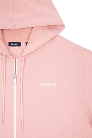 Beord Pembe Pamuk Kapüşonlu Fermuarlı Sweatshirt Bzt1-135