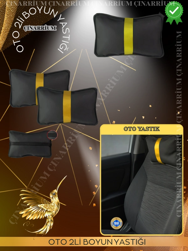 Lamborghini Aventador Lp700 2011 Ve Sonrası Oto Koltuk Sarı Şerit Boyun Yastığı 2 Adet