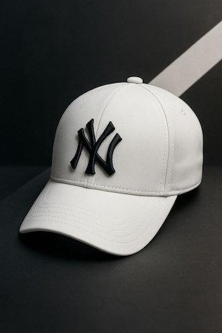 Reva Ny New York Unisex Şapka %100 Pamuk Beyaz Siyah