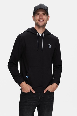 Ucla Nevada Siyah Kapüşonlu Baskılı Standard Fit Erkek Sweatshirt Siyah