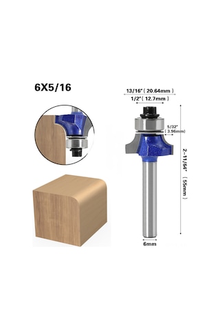 Mufunye Profesyonel Ahşap Freze Aleti: Yuvarlak Uçlu Köşe Oyma Bıçağı, Hassas Kesim İçin Ahşap Makinesi Ucu 6 5/16