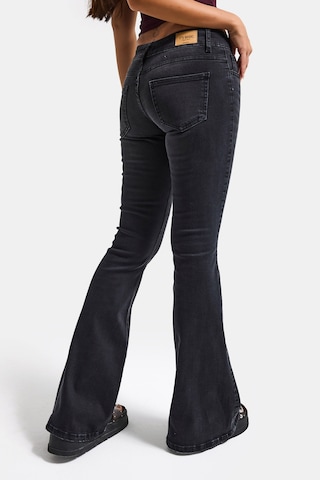 it's basic Kadın Füme 2s6-1 Swl Mid Rise Flare Fit Kemer Detaylı Esnek Kumaş Denim Jean