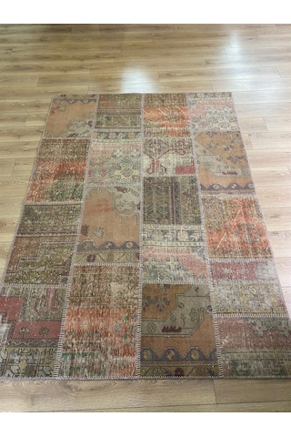 Çam Halı Pw13296 Gül Kurusu El Dokuma Patchwork Yün Halı - 170x240