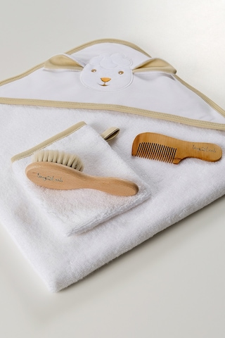 Bebek Banyo Seti - Lamb Cozy Care Banyo Seti Kare Kundak - Kese - Fırça ve Tarak Seti