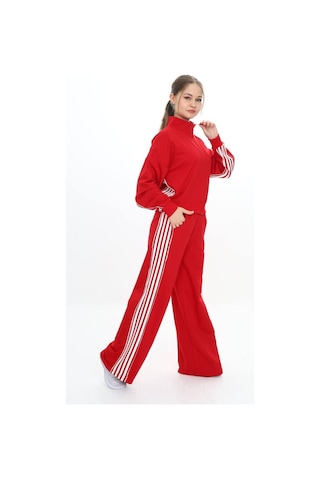 Kız Çocuk %100 Pamuk Oversize Alt&üst Uzun Kol Eşofman Takımı-183-eşt-0023 Kırmızı