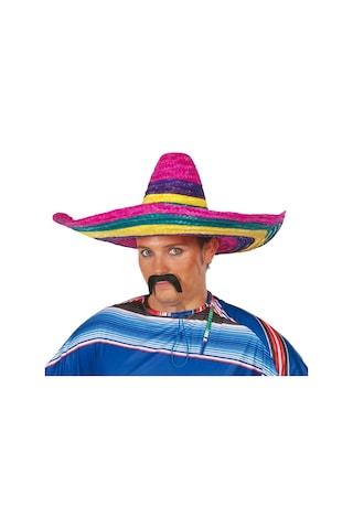 Sombrero Meksika Şapkası Renkli Örme Hasır Yetişkin Boy +0