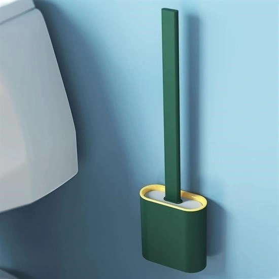 Buffer Duvara Monte Edilebilir Kapaklı Askılı Klozet Yumuşak Silikon Başlıklı Tuvalet Fırçası Seti Siyah