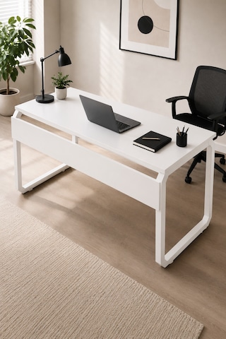 Bilgisayar Ve Oyuncu Çalışma Masası Beyaz - Ofis Masası Geniş Tasarım 140x72x50 Cm