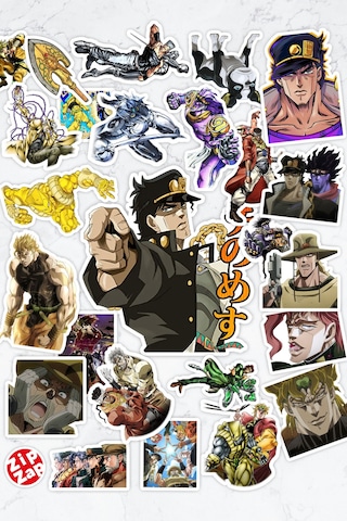 Jojo No Kimyou Na Bouken Part 3 Anime Telefon Laptop Yapışkanlı Folyo Sticker Paketi 25 Adet Çok Renkli