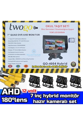 7'' Hybrid Dvr Ekran 4 Adet 180 Derece Balık Gözü Lens Geniş A...