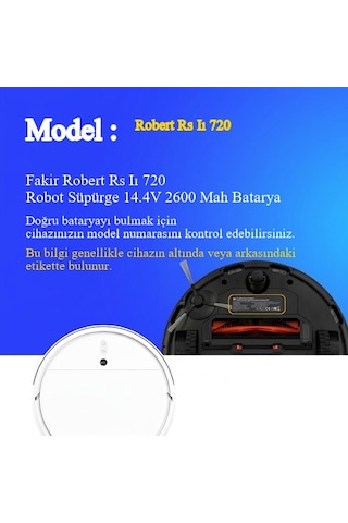 Fakir Robert Rs Iı 720 Robot Süpürge 14.4v 2600 Mah Batarya Uyumlu Uzun Ömürlü, Yüksek Performans Pil