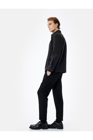 Koton Straight Fit Pike Kumaş Cep Detaylı Rahat Kesim Beli Bağcıklı Pantolon Siyah 7wam40003hk