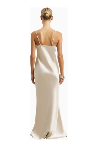 United Colors Of Benetton Because Of Alice Satin Lace Detail Camisole Maxi Dress Kadın Elbise Kırık Beyaz
