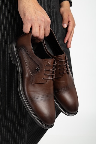 D02018 Günlük Ortopedik Erkek Hakiki Deri Klasik Ayakkabı Kahverengi