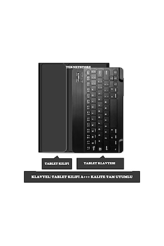 Apple Uyumlu iPad Pro 4 Nesil M2 2022 11 Inç Bluetooth Klavyeli Kılıf Kalem Bölmeli Türkçe Klavye Siyah