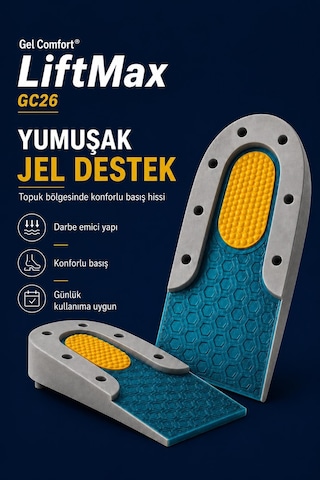 Gc26 5 Cm Jel Boy Uzatıcı Yarım Tabanlık Topuk Destekleyici Ortopedik Boy Uzatan Jel Topukluk 35-47