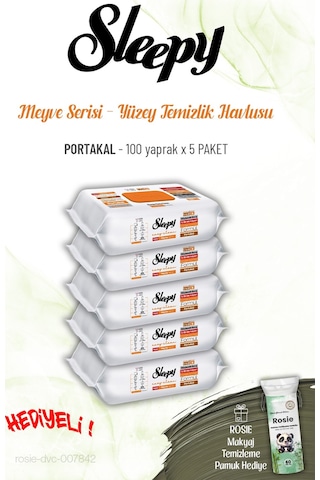 Sleepy Portakal Yüzey Temizlik Havlusu 100 Yaprak X 5 Paket Ve Rosıe Tekli