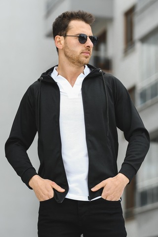 Oksit Yveh Micro İnterlok Kapüşonlu Fermuarlı Hırka Sweatshirt