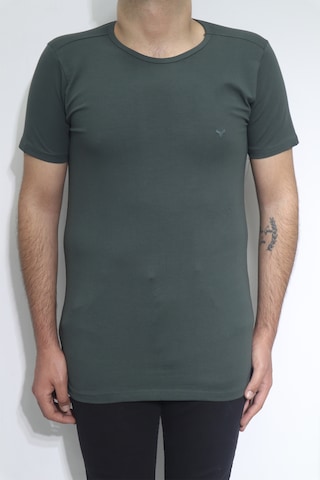 Santa Dmctekstil Erkek Düz Spor Kesim Dar Kalıp Bisiklet Yaka Basic T-shirt Haki