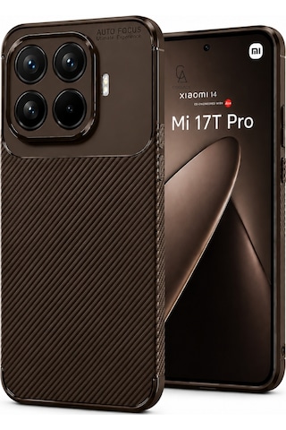 Xiaomi Mi 17t Pro Uyumlu Kılıf Karbon Tasarım Kamera Korumalı Silikon Telefon Kılıfı Kapak Kahverengi