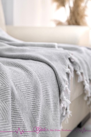 Klasik Pamuklu Koltuk Örtüsü 180x210cm Balık Sırtı Desen Koltuk Örtüsü Gri