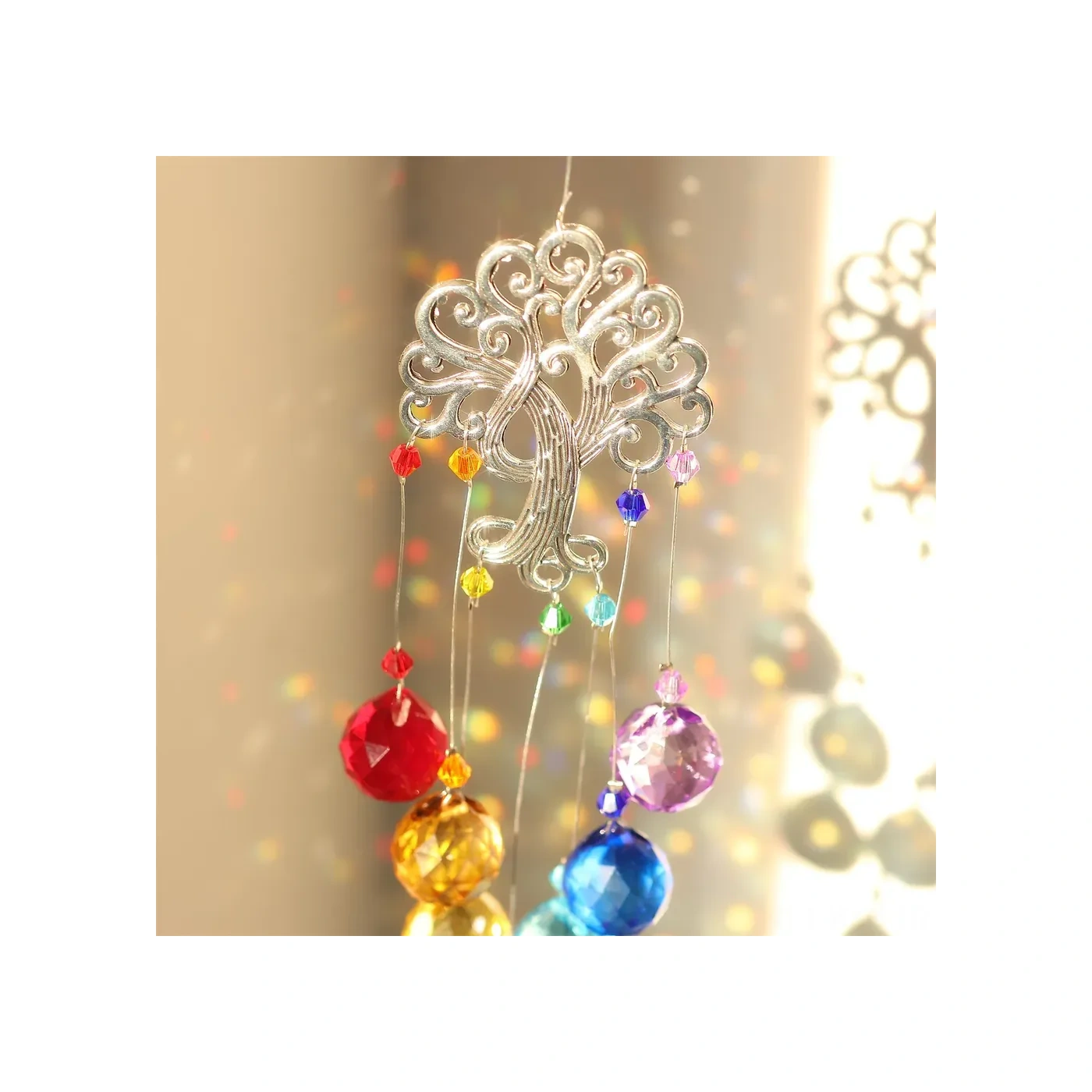 Kosona "k9 Kristal Cam 'yaşam Ağacı' Güneş Tutucu, Işık Yansımalarıyla Bahçe Pencere Süsülü Zil Çiçeği"