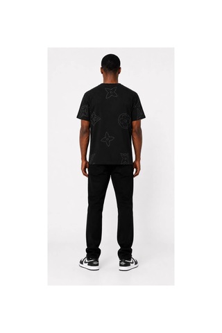Hzr Wear %100 Pamuk Regular Fit Bisiklet Yaka Kısa Kollu Kabartma Baskılı Erkek Tişört Siyah