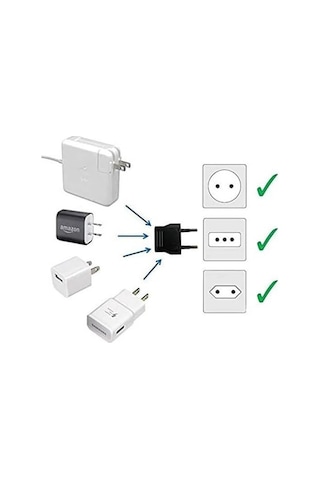 Kyrotech Amerikan Fiş Çevirici, Tip C Priz Dönüştürücü, Seyahat Adaptörü, Abd İngiliz Fişini Avrupa/türkiye 220v Prizine Çevirici, 6a 1600w Maks Güç, A Kalite Sıkı Geçme