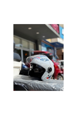 Güneş Vizörlü Motosiklet Kaskı - Mevzuata Uygun Gri