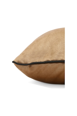 Biyeli Kırlent Yastık Kılıfı Açık Kahve 45x45