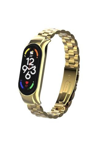 Xiaomi Mi Band 7 Uyumlu Krd-04 Metal Mkst Kordon-gold