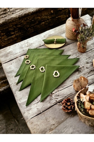 Dnc Home Tekstil Ndchome Premium Haki Yeşil 6lı Peçete Takımı Toka Hediyeli 40x40
