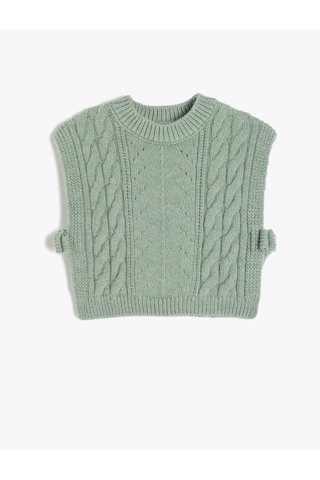 Koton Bisiklet Yaka Örgü Detaylı Basic Triko Süveter Yeşil 5wkg90110at Yeşil