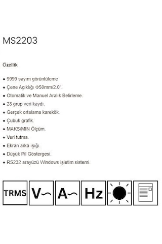 Mastech Ms2203 Üç Fazlı Dijital Güç Pensampermetre