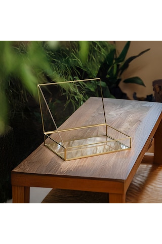 Cam Kutu Pirinç & Gold 50x40x5cm