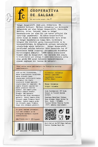 Fropie Nitelikli Kahve Kolombiya Öğütülmüş 250 G