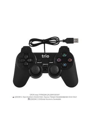 Trio Tr-900 Çift Titreşimli Double Vibration Usb Pc Gamepad Joystick