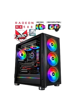 J-tech Nex i5-10400F 32 GB 512 GB SSD 8 GB RX580 Dos Masaüstü Oyuncu Bilgisayar